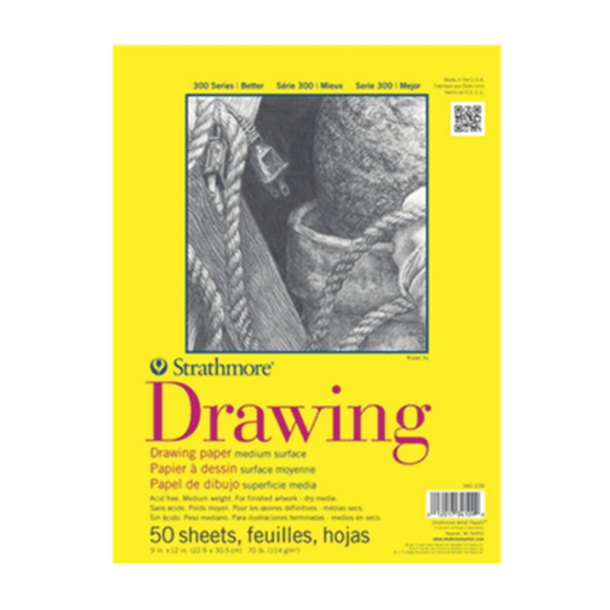 9 by 13, 50 sheet Strathmore drawing sketchbook.